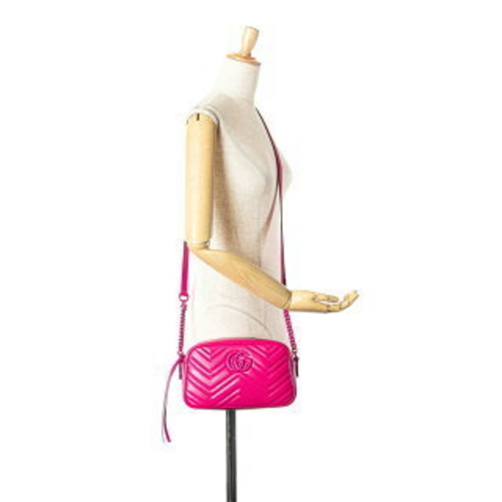 Gucci GG Marmont crossbody chain shoulder bag pink leather - Picture 9 of 9